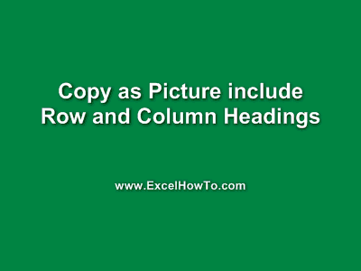 Copy as Picture include Row and Column Headings Video