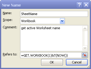 Get active worksheet name