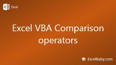 Excel Vba Comparison Operators Excelbaby