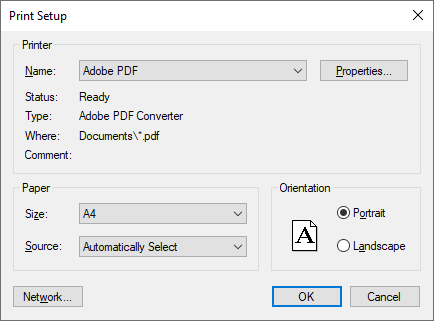 Print, Print Setup dialog boxes - ExcelBaby